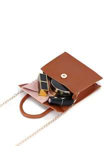 Bolso de cadena minimalista, versátil y de moda con acabado mate - Marrón - Ver 6