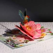 蜂鸟花卉贺卡 手工贺卡 附信封 生日祝福折叠贺卡 - 多色 - 查看 4