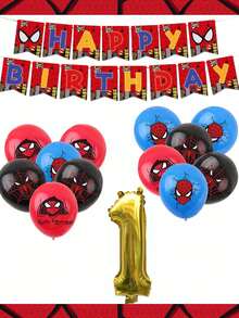 Marvel 28件套复仇者联盟主题派对装饰套装，包含乳胶气球、生日横幅和数字、蜘蛛侠超级英雄主题用品，适合男孩生日派对装饰 - 氣球套裝 - 查看 1