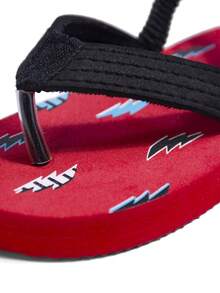 1 Pair Toddler Boys Lightning Print Flip Flops Lightweight Open Toe Thong Strap Flat Casual Sandals For Poolside Shower Shoes Tropical Trip - Red - View 6