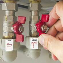 67pcs/Set Pipe Identification Stickers, Hot Water & Cold Water Differentiation, Detailed For Sink, Water Heater - 56 Small Radiation Stickers - View 3