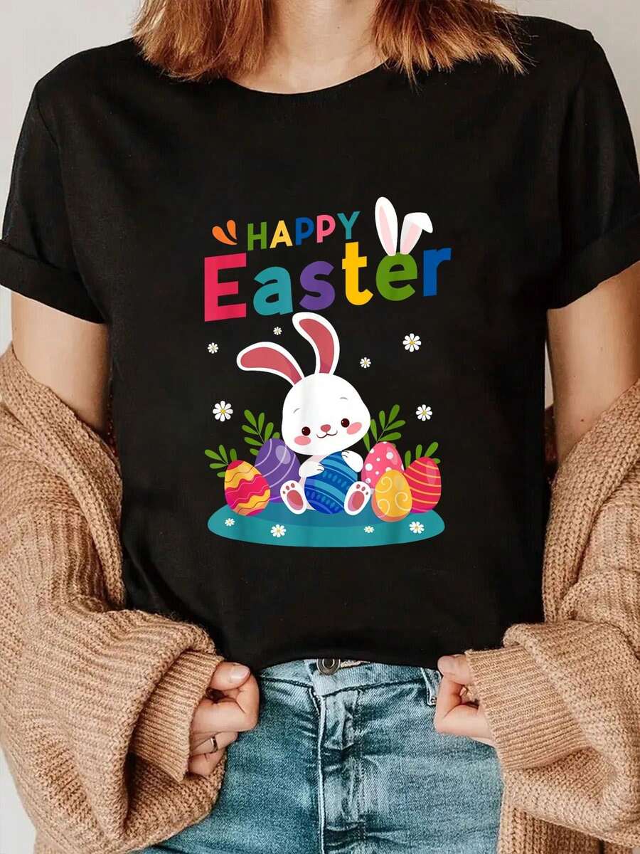 Camiseta De Pascua 2026 Con Diseño De Huevos De Conejito, Ideal Para Camping Y Un Feliz Día De Pascua - Oscuro - Ver 1