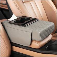 Caja de almacenamiento para alfombrilla de reposabrazos, tapa central 5 en 1, con 2 bolsas de almacenamiento, portavasos, compartimento para pañuelos y compartimento para teléfono. Apto para sedanes. Accesorios y almacenamiento interior disponibles en cinco colores. - Gris - Ver 1