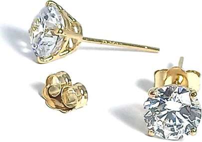 2ct Designer 18k SOLID GOLD Solitaire Earrings DIAMOND Studs For Women HANDMADE 2 Carat Diamond Earrings 6MM DIAMONDS For Her Birthday Gift For Wife Earrings Gold For Daughter Anniversary Gift For Her