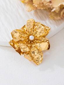 1pc Fashionable High-End Asymmetrical Ruffle Large Flower Brooch, Multi-Layer Petals Brooch Suitable For Women's Daily, Banquet, Party Wear - Flower Brooch - View 7
