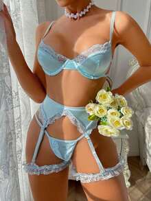 Weiweihu Women's Sexy Underwear Rose Red Suit Net Coat With Leg Ring 4-Piece Set Ladies Satin Stitching Lace Sexy Underwear 4-Piece Set With Steel Ring Lencería Sexy De Mujer Lingerie>Costume Lingerie Set>Set Christmas Lingerie Christmas Gifts Pijamas Navideñas Familia Pajamas Sets For Women Winter Clothes For Women Disfraz De Halloween De Mujer Christmas Pajamas Thanksgpajamas Sets For Women Pijamas Navideñas Christmas Pajamas Thanksgiving Outfit Women - 藕粉 - 查看 8