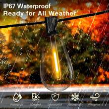 S14 50/100ft Outdoor String Lights, 2700K Dimmable, S14 LED Patio Lights With 13/25 Edison Vintage Bulbs, Connectable Outdoor String Lights For Porch Backyard Bistro, Waterproof & Shatterproof - 美規A型插(110-127V) - 查看 4