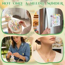 GIURKUU 1 Set (4pcs) Easter Needle Holders, Rabbit & Egg Shaped Magnetic Needle Minders For Embroidery & Sewing Needle Organization - A - View 3