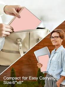 Sổ tay lò xo 140 trang kẻ chấm, phù hợp cho cả nam và nữ, dùng để viết nhật ký, ghi chú, khổ A5 (15,24 cm x 20,32 cm), quà tặng cho nam và nữ, đồ dùng văn phòng phẩm cho nữ, phụ kiện bàn làm việc - A5 - Xem 5