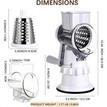 Rotary Cheese Grater Hand Crank - Mandoline Vegetable Slicer With 3 Stainless Steel Blades, Cheese Shredder For Fruit Vegetables Nuts - White - View 4
