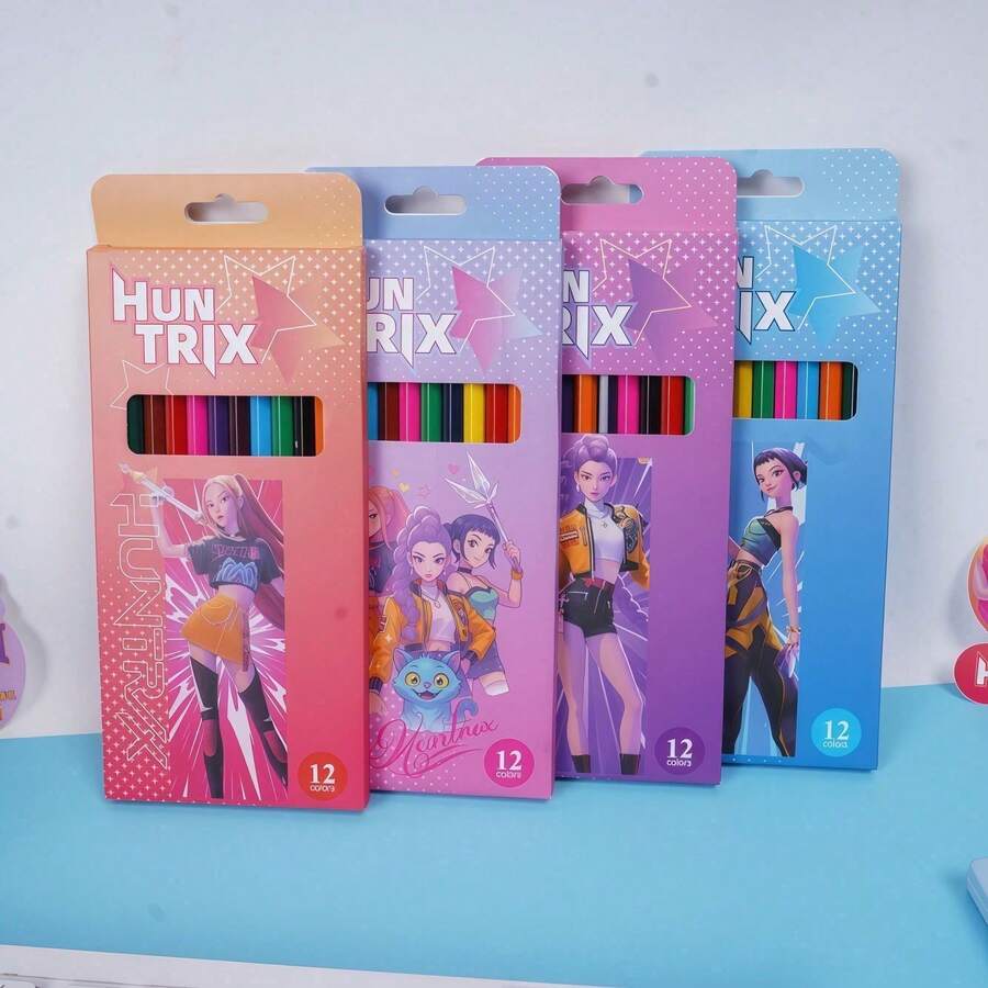 12pcs K-POP Theme 2B Pencils, Student Stationery Set, Random Styles - Multicolor - View 1