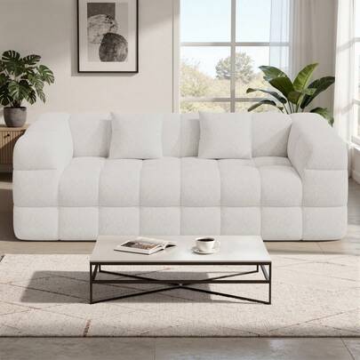 Nalupatio 190cm Velvet-Touch Chenille 2-Seater Sofa, Includes 2 Matching Pillows, Ultra Soft Breathable Anti-Pilling Fabric, Ergonomic Seat With High Resilience Foam, 270kg Load Capacity, 72H Recovery Foam Cushions, Modular Compatible Design, Pet Friendly Wipe-Clean Upholstery, Easy Assembly Compact Couch For Small Living Rooms, Apartments, Home Offices