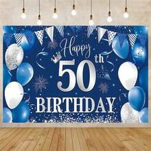 1 pièce Toile de fond en polyester durable de 82.7x59 pouces, motif de ballons bleu marine et paillettes argentées & confettis, style classique de fête, bannière rectangulaire pour fête, résistante à la décoloration et lavable, convient pour les célébrations d'anniversaire de 18 à 90 ans, utilisation intérieure et extérieure - Voir 27