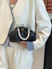 2026 New Pleated Cute Shoulder Bag, Niche High-End Chain Crossbody Shell Bag For Girls - Black - View 5