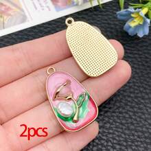 2/6pcs Elegant Flower Enamel Charms Flower Heart Necklaces Pendants Earrings Charms For Jewelry Making Bracelets Necklaces Earrings Keychains DIY Crafts - Multicolor - View 13