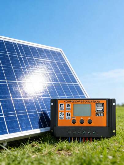 Practical 100A Solar Controller 12V/24V Automatic Identification Dual USB Output Liquid Crystal Display Orange Solar Charging Controller