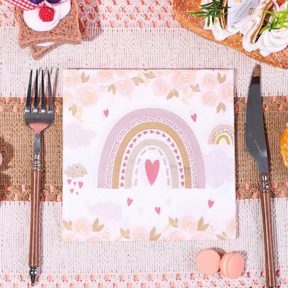 20/40/60 piezas Nuevas servilletas desechables florales arcoíris bohemias de 33x33cm, decoración imprescindible para bodas de adultos y fiestas de cócteles