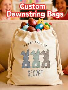 Personalized Bunny Gift Sack, Custom Name Easter Gift Sack, Tote Bag Packs, Happy Easter Gift Bags, Easter Egg Bags Perfect For The Easter Atmosphere - Multicolor - View 4