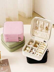 1 hộp đựng trang sức du lịch xách tay, hộp đựng trang sức bằng da PU, hộp đựng trang sức nhỏ gọn có khóa kéo, hộp đựng nhiều tầng đựng bông tai và nhẫn, hộp đựng mỹ phẩm trang điểm, giá trưng bày trang sức, hộp đựng nước hoa, chất liệu chống thấm nước và chống oxy hóa để bảo vệ nhẫn, bông tai và dây chuyền, quà tặng ngày lễ, quà tặng cho nữ, thích hợp làm quà tặng cho giáo viên. - Nhiều màu - Xem 2