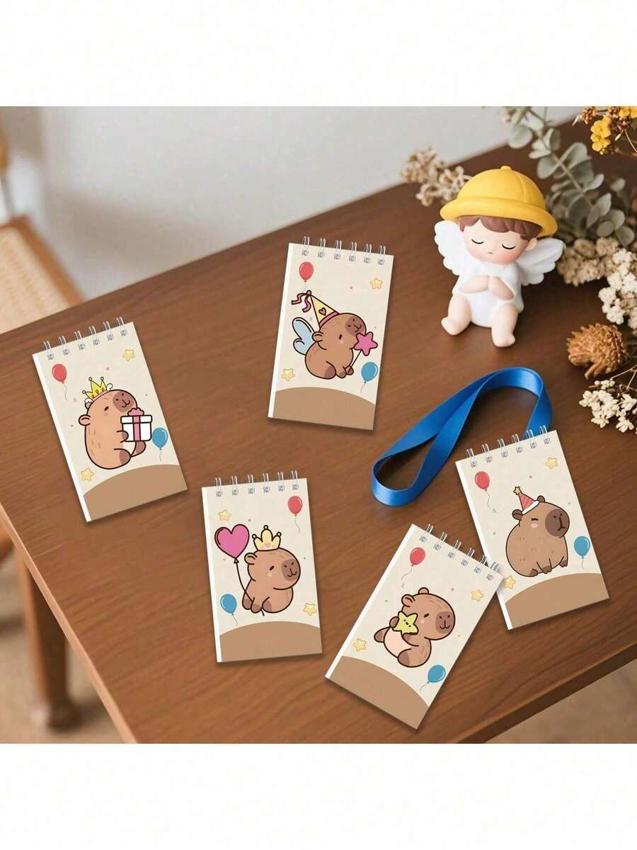 12入水豚辦公用品 12/10/8/6/5/4入組 莉洛與史迪仔 史迪仔可愛口袋書 手帳本 筆記本 紙張 卡通辦公用品 卡通主題日記本 適合學生與辦公室使用 返校開學禮物(部分款式隨機) - 1 Set - 查看 1