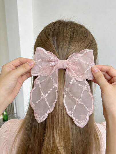 1pc Elegant Lace Bowknot Shaped Hair Clip Hair Barrette Retro Hair Decoration For Girl And Daily Use