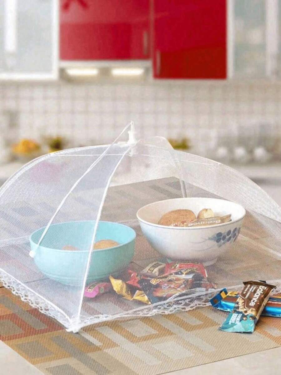 1-Piece Set, White Fly Proof Vegetable Cover, Foldable Mesh Food Cover, Mosquito Proof Dining Table Cover, Household Dining Table Cover, Large Foldable Food Cover, Kitchen And Outdoor Camping Fly Proof Net, Food Cover, Household Vegetable Cover, Dining Table Cover, Sunshade Cover, Household Dining Table Cover, Fly Proof Net - Multicolor - View 1
