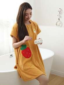 1件女士春夏可爱刺绣无袖睡袍，家居服，可作浴巾，开衫式长袍，家居长袍，夏季斗篷，披肩，僧袍，柔软保暖，适合浴室、泳池、海滩、冲浪等场合。 - 彩色 - 查看 18