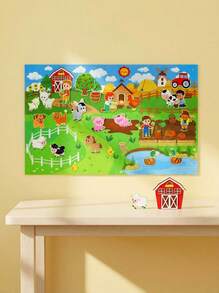 41pcs Farm Animal Felt Story Busy Board Set, Preschool Farm Themed Busy Board Story Set, Storytelling Early Education Interactive Game Set, Wall Mountable, Suitable For Toddlers - Green - View 3