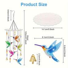 1 Set 5D Diamond Art Painting Kit With Hummingbird And Insects, Double-Sided Acrylic Diamond Catcher, DIY Crystal Hanging Decor, Suitable For Home And Garden Decoration, Diamond Art Kit, Wind Chime, Adult - View 3