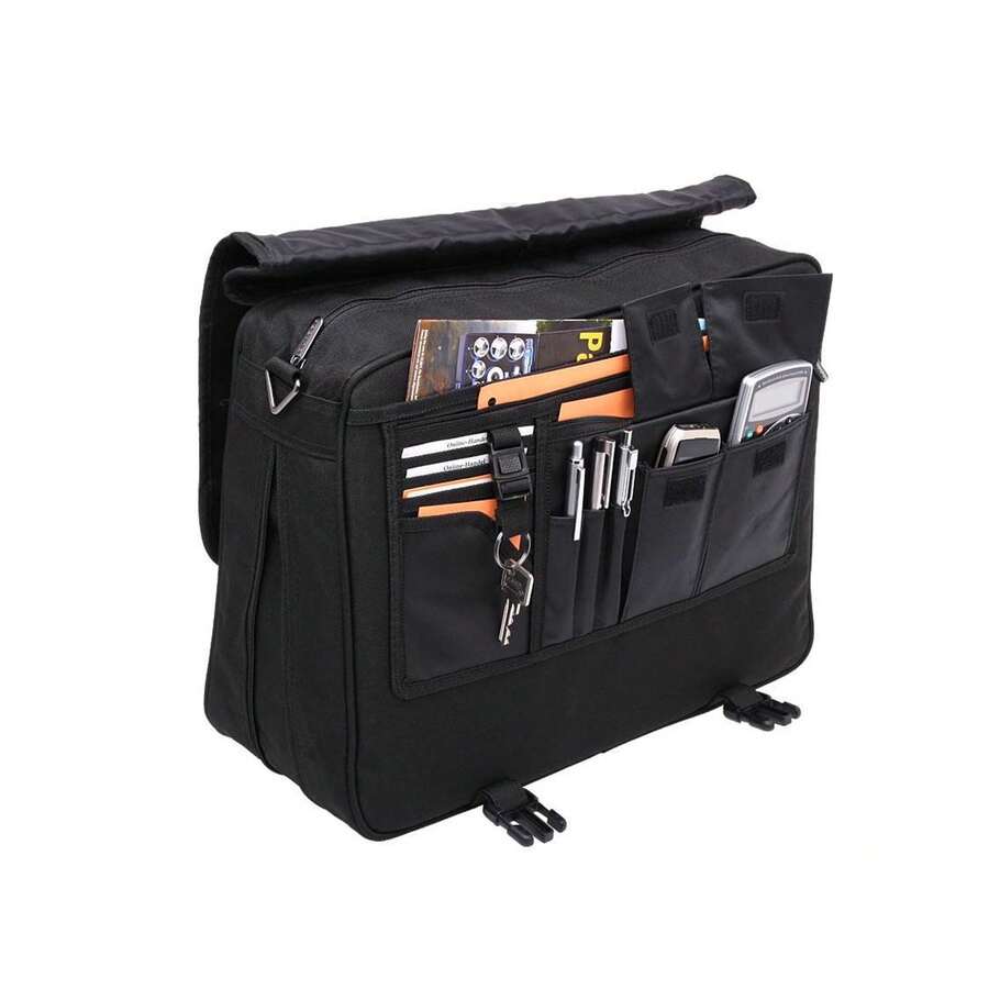 Quadra Portfolio Briefcase Bag - 12 Litres (Black) - 100% Polyester - (BC768) - Rectangle - View 1