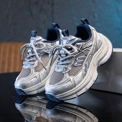 1 par de zapatillas retro de suela gruesa, transpirables y antiolor para niños 2026