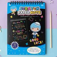 Cuaderno Scratch Art para Niños, Bloc de Dibujo Mágico Arcoíris con Lápiz de Rasgado, Juguete Creativo y Educativo para Manualidades y Entretenimiento - Azul - Ver 3