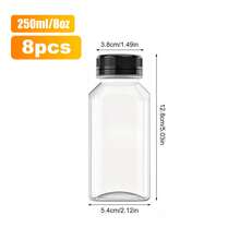 8 个迷你塑料果汁瓶带盖 - 可重复使用的果汁瓶，透明饮料容器，带盖，适用于榨汁、制作冰沙和其他饮料 - 旅行必备 - 宽口设计，防漏，可用洗碗机清洗 - 查看 12