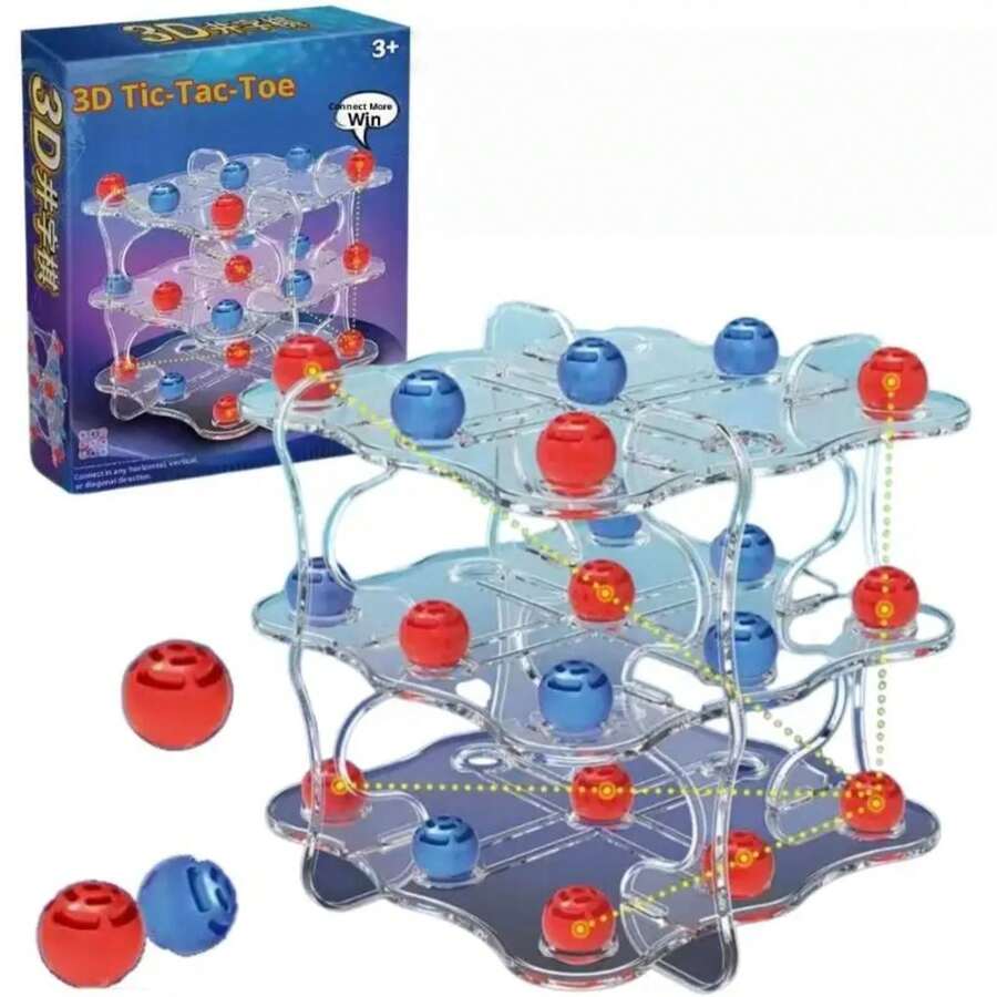 Juego de mesa 3D Tic Tac Toe, juego magnético, juego interactivo nocturno para padres e hijos, juguete de entrenamiento de pensamiento lógico, 1 Juego 1MD8 - 1 juego - Ver 1