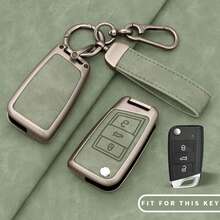 Zinc Alloy Car Key Cover For Golf 7 MK7, Tiguan MK2, SEAT Ateca, Leon FR 2, Ibiza, Octavia, Fashionable Design, Great Gift - Green - View 6