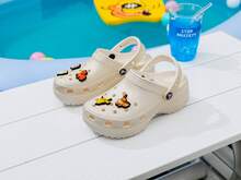 Crocs 207241-0WV Classic Shiny Cloud Clog Breathable Lightweight Slip-On Shoes, Suitable For Indoor/Outdoor & Daily Activities - Chalk Color - View 1