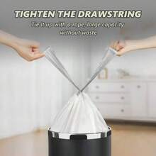 100pcs/5rolls Gray Drawstring Trash Bags, 3.96 Gallon Garbage Bags, Suitable For Kitchen, Office, Living Room (17.72 X 19.69 Inches, White & Gray) - 100 Pieces In 5 Volumes - View 4