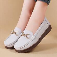 女士平底乐福鞋，柔软橡胶鞋底，休闲套脚鞋 - 灰色 - 查看 3