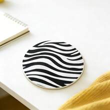 1个/6个/套圆形杯垫，适用于饮品，波西米亚风格斑马纹带杯托，自然主题装饰，尺寸10厘米*10厘米，适合女性，情人节，家居装饰，饮品，耐热玻璃杯垫，保护咖啡桌和吧台家具，防烫杯垫，圣诞节假日礼物 - 彩色 - 查看 11