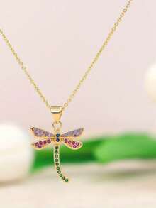 Fashionable High-Quality Dragonfly Copper Necklace For Women, Designed With Luxurious Aesthetic, Delicate Collarbone Chain - Gold - View 5