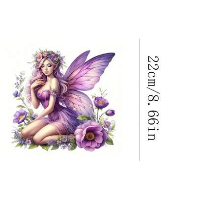 1片/2片/3片装迷人紫色蝴蝶花卉热转印贴片，DIY配件，适用于T恤、牛仔裤、毛衣、手提包、枕头、靠垫等。