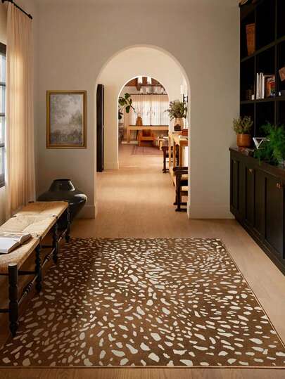 1pc Vintage Printed Rug, Soft Faux Wool Carpet, Retro Spotted Texture, Suitable For Bathroom, Kitchen, Entryway, Hallway, Bedside, Living Room, Bedroom, Machine Washable 100% Polyester Mat, Home Decor