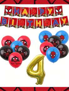 Marvel 28件套复仇者联盟主题派对装饰套装，包含乳胶气球、生日横幅和数字、蜘蛛侠超级英雄主题用品，适合男孩生日派对装饰 - 氣球套裝 - 查看 17