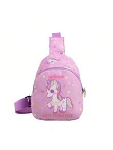 1pc Cute Pony & Unicorn Print Zipper Closure Crossbody Pouch, Suitable For Teenagers Daily Use All Seasons - A - View 8
