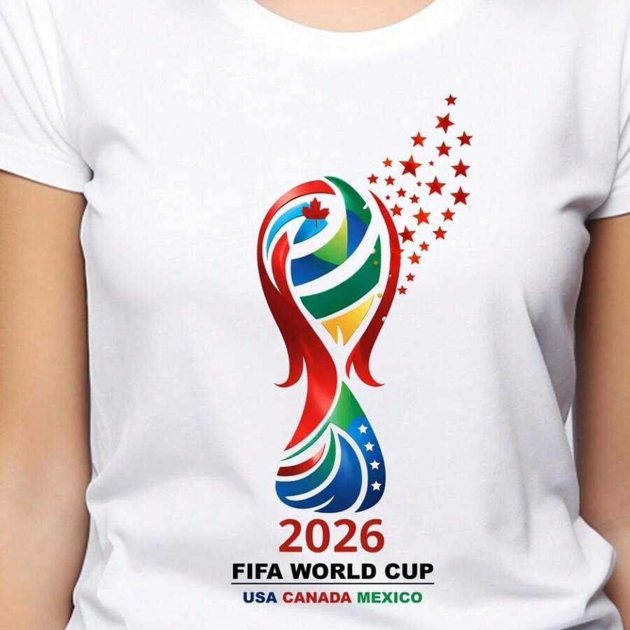 Golden Soccer Ball 2026 Host Nations Emblem Classic T-Shirt - 白色 - 查看 1