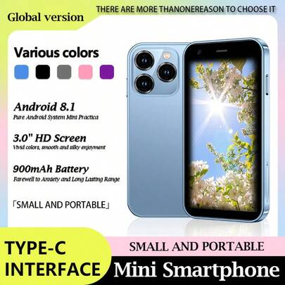 SOYES ONEMYTH XS15 Mini 智能手机配备 3.0 英寸高清显示屏、紧凑优雅的设计、精准的 GPS 定位系统、3G 网络连接、支持下载多个应用程序以及面部识别解锁。