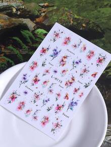 12 miếng dán móng tay hình hoa màu nước, decal tự dính với họa tiết hoa mực màu sắc rực rỡ, phụ kiện trang trí móng tay dành cho nữ. - Nhiều màu - Xem 11