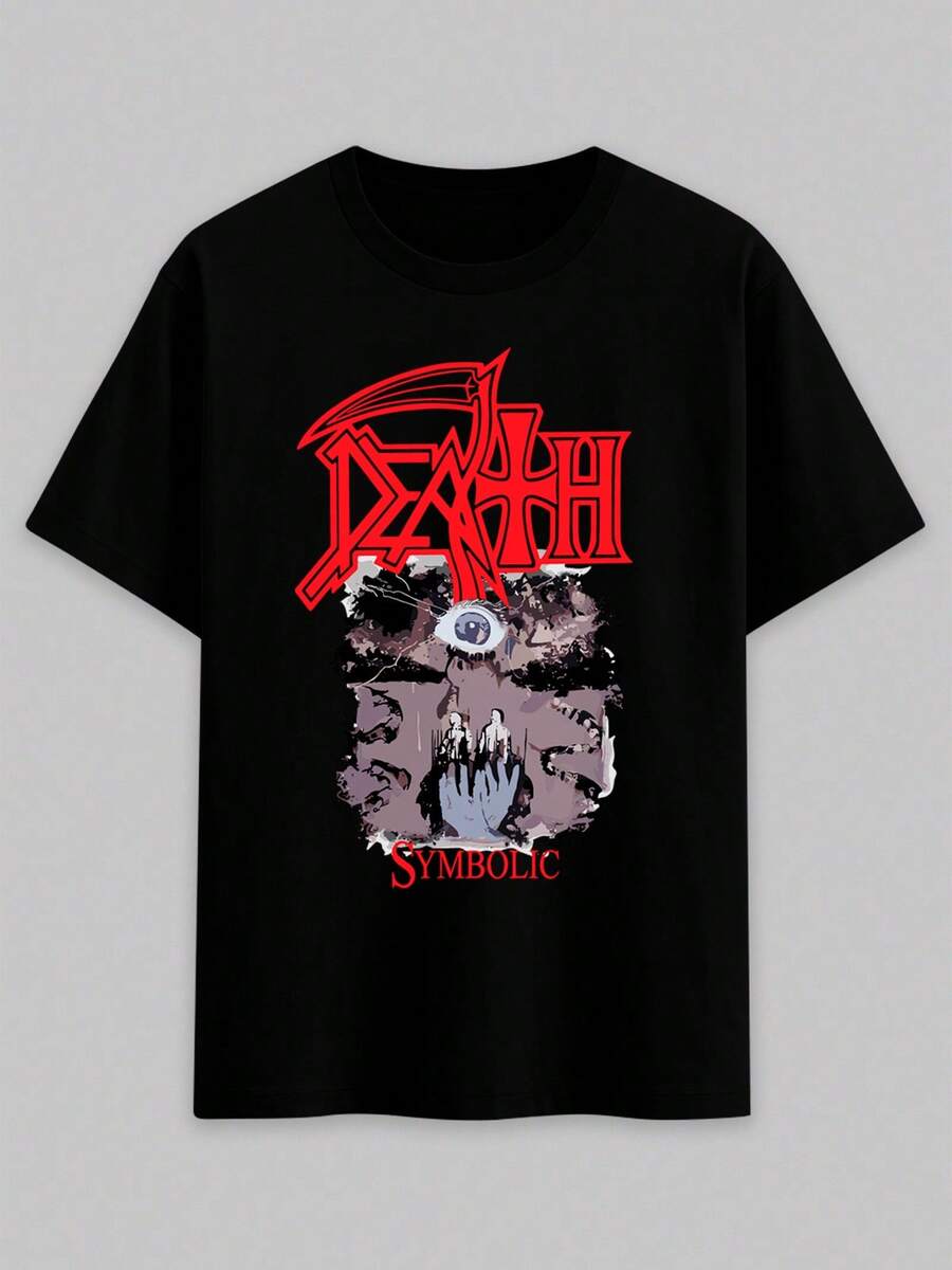 Unisex Death Band T-Shirt With Classic Death Metal Print, Black, 100% Soft Cotton - 黑色 - 查看 1