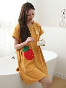 1件女士春夏可爱刺绣无袖睡袍，家居服，可作浴巾，开衫式长袍，家居长袍，夏季斗篷，披肩，僧袍，柔软保暖，适合浴室、泳池、海滩、冲浪等场合。 - 彩色 - 查看 7