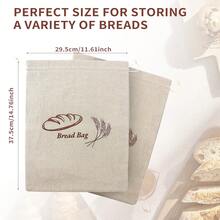 1pc Reusable Linen Bread Bag With TPU Lining, 30x38cm Drawstring Bread/Produce/Snack Storage Bag - 02 - View 4